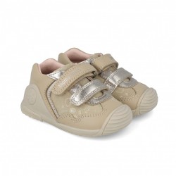 Sapatilha com Velcro Bege...