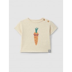 T-Shirt com Bordado Ocre -...