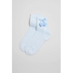 Meias Curtas com Pompom Azul