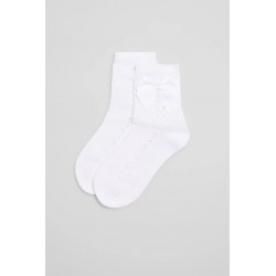 Meias Curtas com Laço Brancas