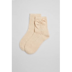 Meias Curtas com Laço Bege