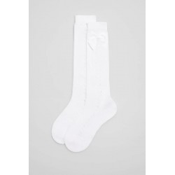 Meias Altas com Laço Brancas