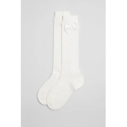 Meias Altas com Laço Branco...