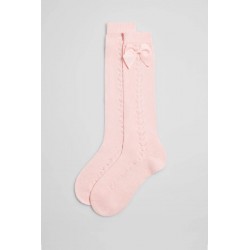 Meias Altas com Laço Rosa