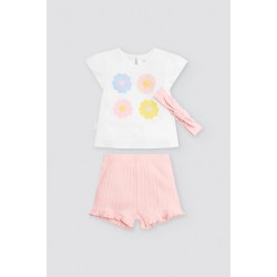 Conjunto Flores Rosa com Fita